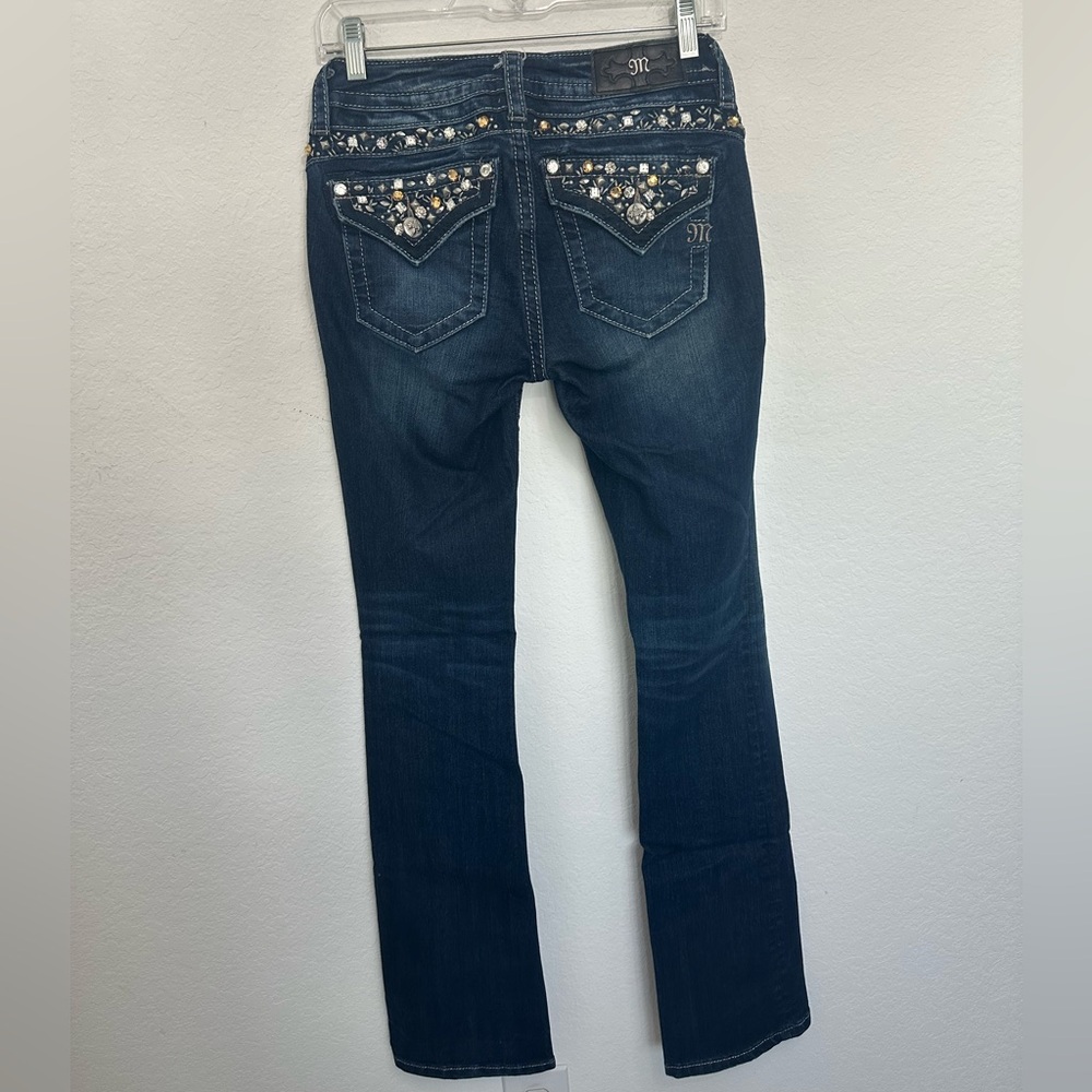 Miss Me Bedazzled Mid-Rise Slim Fit Dark Wash Jeans Size 25
